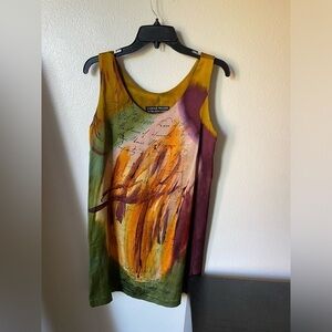 Carole Waller Women’s Wearable Art No Walking Canvas Silk Hand Painted Dress